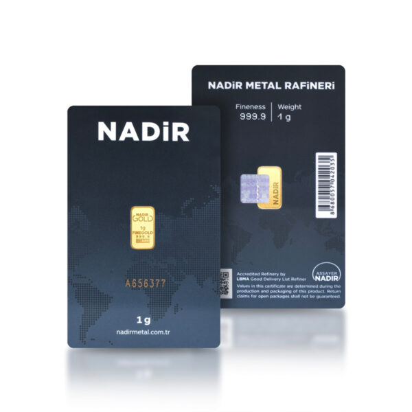 1g gold bar - Nadir front - back