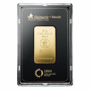 20g Goldbarren - Verpackung Vorderseite - Heimerle + Meule