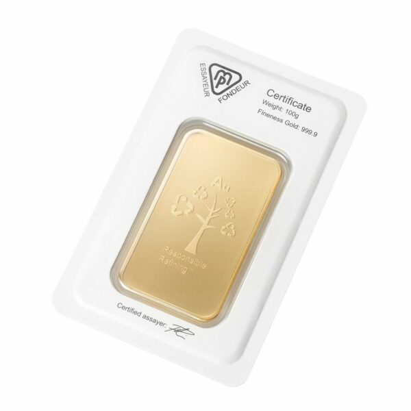 100g Goldbarren Metalor - Verpackung Rückseite