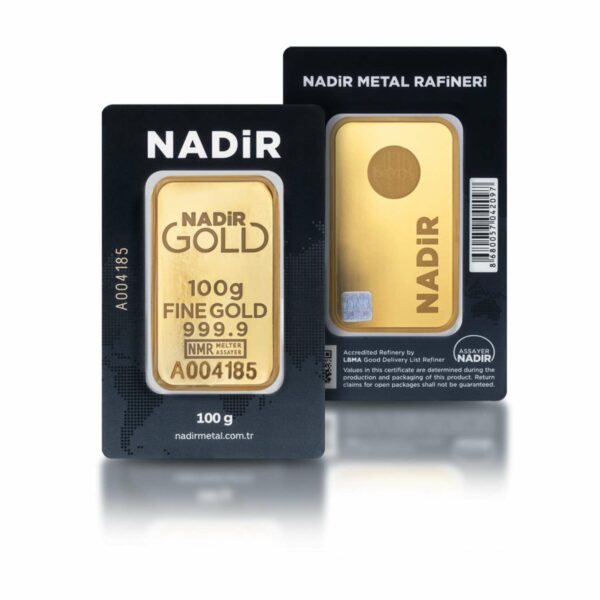 100g gold bar - Nadir front - back