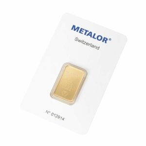 10g Metalor gold bar - front packaging