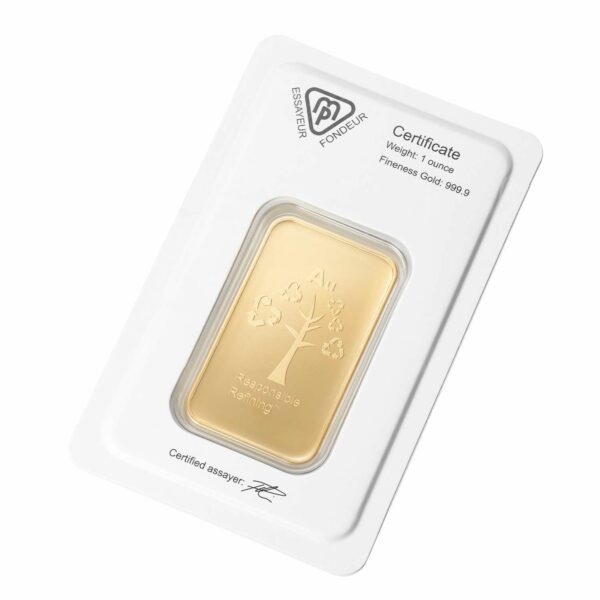 1oz Metalor gold bar -backside packaging