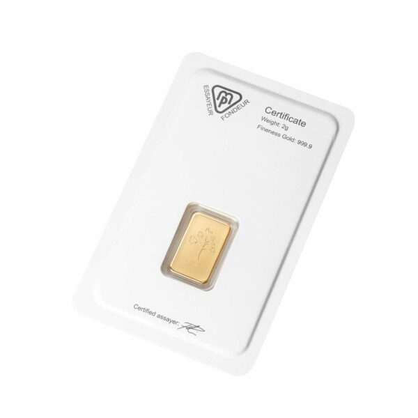 2g Metalor gold bar - reverse packaging