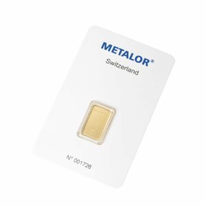 2g Goldbarren Metalor - Verpackung Vorderseite
