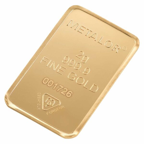 2g Metalor gold bar - obverse