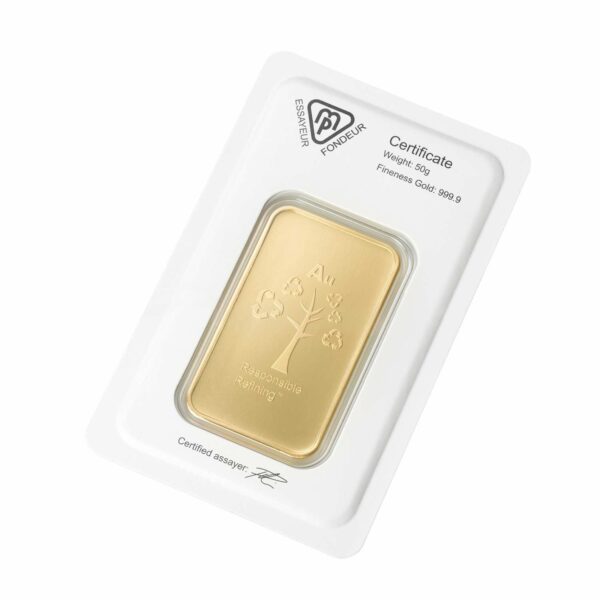 50g Metalor gold bar - reverse packaging
