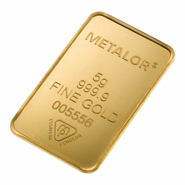 5g Metalor gold bar - front side